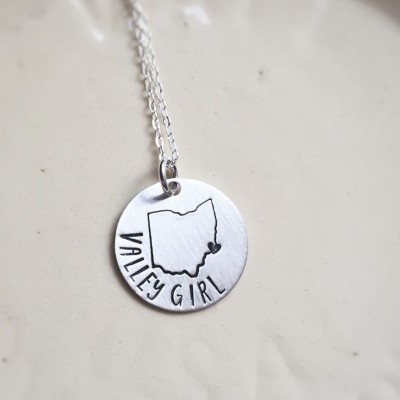 Ohio Valley Girl Sterling Silver Necklace Gift for Graduate Going Away for Her Graduation State Love