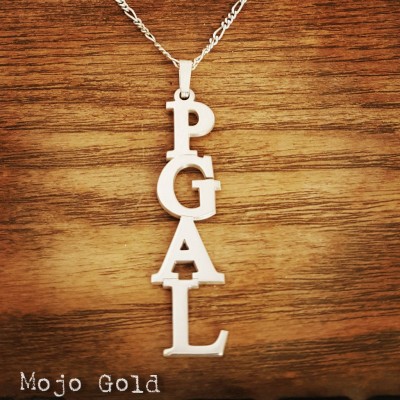 Order Any Name/Mens Large Necklace/Solid Sterling Silver/Extra Large Personalized Namenecklace/Verticle Necklace/Figaro Chain/Mens Necklace