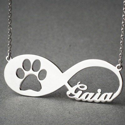 PERSONALISED INFINITY PAW Necklace - Paw Jewelry - Name Necklace - Custom Necklace - New Puppy - Dog Necklaces - Cat Necklace
