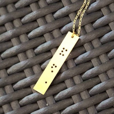 PERSONALIZED Braille Necklace, Braille Inspired Necklace, Engraved Necklace, 14k Gold Plated, Braille Necklace, Braille Jewelry, Custom