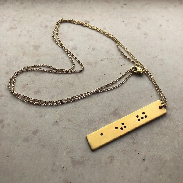 PERSONALIZED Braille Necklace, Braille Inspired Necklace, Engraved Necklace, 14k Gold Plated, Braille Necklace, Braille Jewelry, Custom