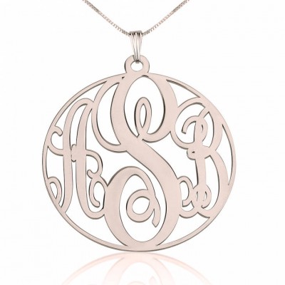 PERSONALIZED, Custom, Sterling Silver 1.2" CIRCLE MONOGRAM Handmade Initials Necklace, Choose Finish - Silver, Rose Gold, 24K Gold Plated