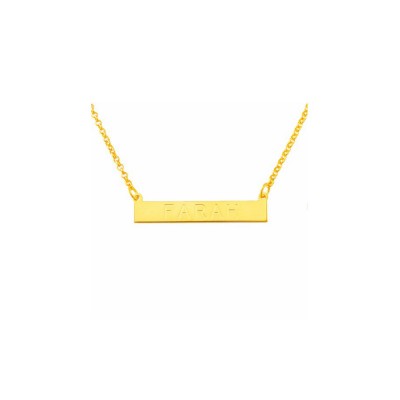 PLNP11yL   - Yellow Gold Plated Sterling Silver 1.75" Personalized ID Plate Necklace