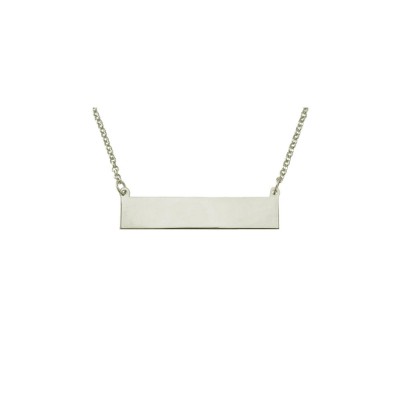 PLNP13ws  - Rhodium Plated Sterling Silver 1.25" Plain ID Plate Necklace