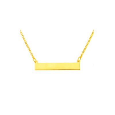 PLNP13yb - Yellow Gold Plated Sterling Silver 1" Plain ID Plate Necklace