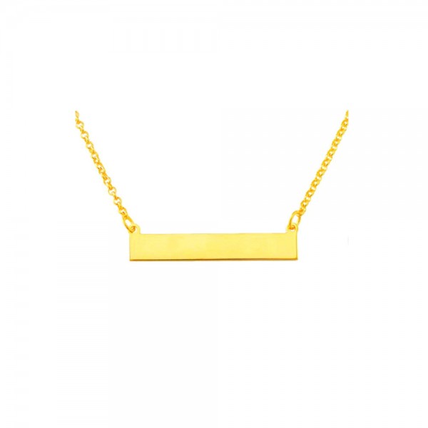 PLNP13yb - Yellow Gold Plated Sterling Silver 1" Plain ID Plate Necklace