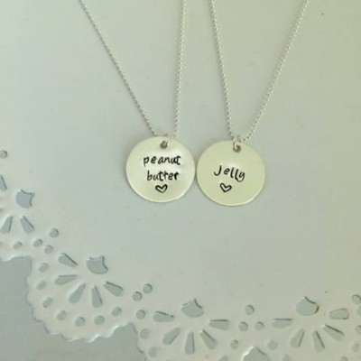 Peanut Butter and Jelly Necklace | Best Friend Necklace Set | Silver Bestie Necklace | Best Friend Jewelry | BFF Quote | Friendship Necklace