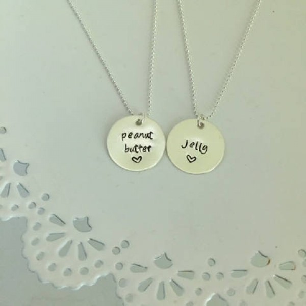 Peanut Butter and Jelly Necklace | Best Friend Necklace Set | Silver Bestie Necklace | Best Friend Jewelry | BFF Quote | Friendship Necklace