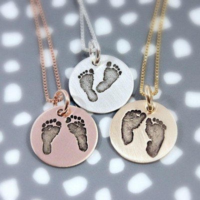 Pendant only, No Chain - Footprints Necklace - New Mom Necklace -Stillbirth - Remembrance Memorial Necklace - Silver, Rose Gold, Yellow Gold