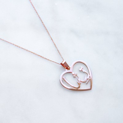 Persian/Arabic Silver/Gold-Plated Heart Pendant Necklace