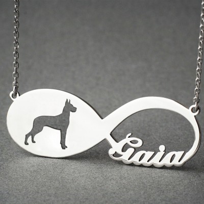 Personalised INFINITY GREAT DANE Necklace - Great Dane necklace - Name Necklace - Memorial Necklace - Puppy - Dog Necklace