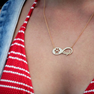 Personalised INFINITY PUG Necklace - Pug necklace - Name Necklace - Memorial Necklace - Dog Necklace
