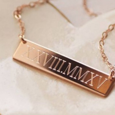 Personalized / Special / Date / Engraved / Roman Numeral / Initial / Custom / Monogram / Necklace Chain