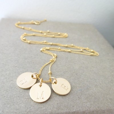 Personalized & custom jewelry, Initial Disc Necklace, Monogram Necklace, Rose Initial Necklace Gold Initial Charm, Silver disc necklace