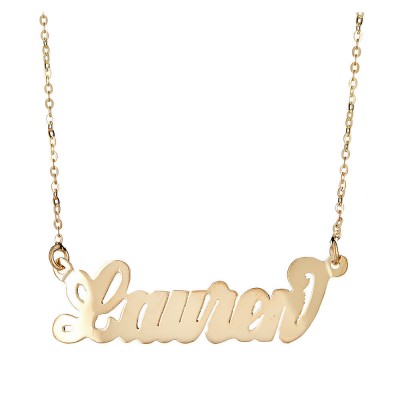 Personalized 14K Gold Plated .925 Sterling Silver "Carrie" Script Nameplate (MADE IN USA)