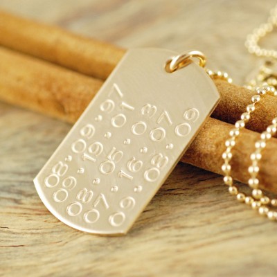 Personalized 14k gold filled dog tag necklace, Hand stamped dog tag necklace, Anniversary Gift