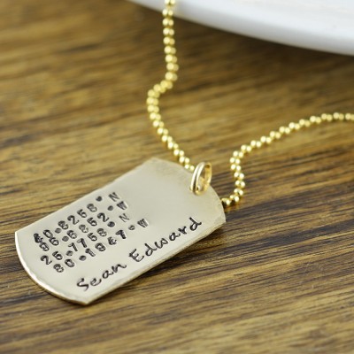 Personalized 14k gold filled dog tag necklace, Hand stamped dog tag necklace, Anniversary Gift