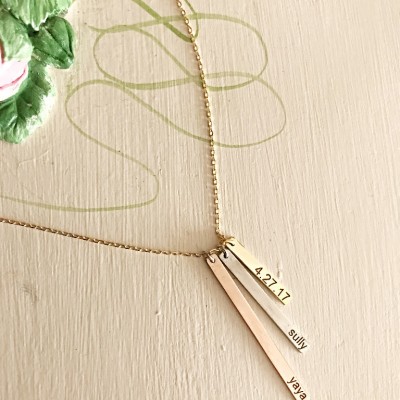 Personalized 3 Bar Necklaces For Women • Mothers Day Gift• Personalized Gifts For Christmas• Sterling Silver Necklace• Birthday Gift For Her