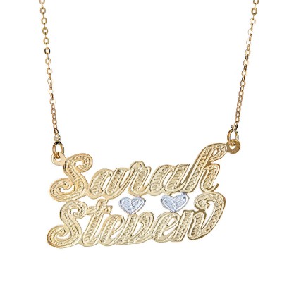 Personalized .925 Sterling Silver Lover's Nameplate Plated in 14K Gold w. Chain