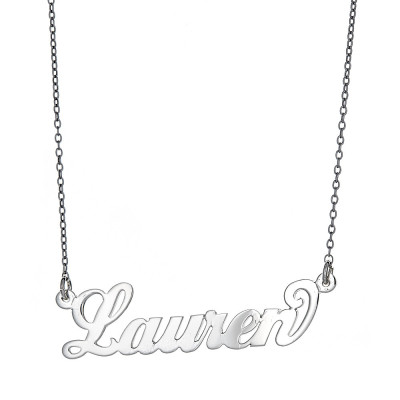 Personalized .925 Sterling Silver "Carrie" Script Name Plate Necklace, 3 grams (Made in USA)