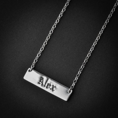Personalized Bar Necklace | hand stamped custom name bar necklace | word necklace | inspirational jewelry | name plate necklace | silver 925