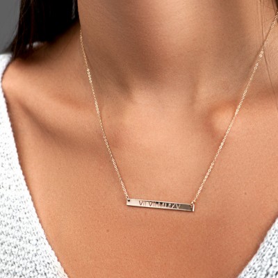 Personalized Bar Necklace, Custom Necklace, Gift for Daughter, in Silver, Engraved Necklace, Layered Necklace, Mother's Necklace