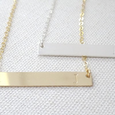 Personalized Bar Necklace, Initial Necklace, Bridesmaid necklace, Minimal wedding jewelry, Gift For Her