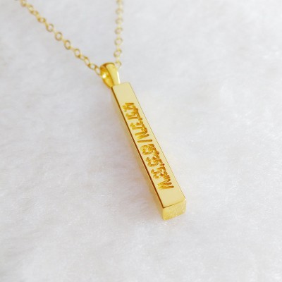 Personalized Coordinate Necklace,Gold Bar Necklace,Engraved Special Bar Necklace,Gold Long Bar Necklace,Custom Jewelry,Christmas Gift