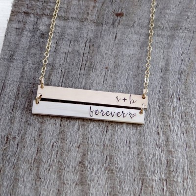 Personalized DOUBLE Bar Necklace. Real 14k Gold Filled, Rose Gold, Sterling Silver. Personalize with Your Custom Names, Dates, Quotes.