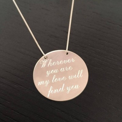 Personalized Disc Necklace, Sterling Silver Pendant, Engraved Disc, Custom Necklace, Gift for Her, Hand Stamped Necklace, Engraved Necklace