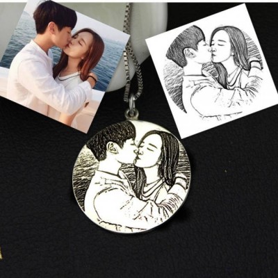 Personalized Engraved Photo Necklace Sterling Silver 925 Perfect for Valentines or that Special Person in your Life