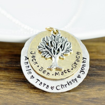 Personalized Family Tree Necklace, Tree of Life Necklace, Family Tree Necklace For Mom, Personalized Mothers Necklace, Grandmother Necklace,