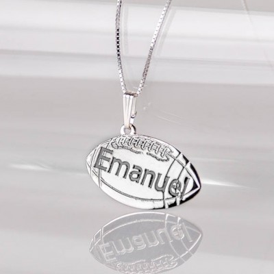 Personalized Football Pendant in Sterling Silver 0.925