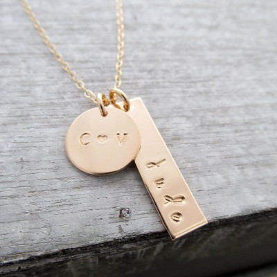 Personalized Gold Charm Necklace, Custom Charm Necklace, Mom Necklace, Gold Initial Charm, Gold Bar Charm Necklace, Gift for Her, Gift Idea