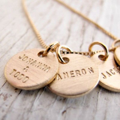 Personalized Gold Mother's Necklace, Family Jewelry, Grandmother's Necklace, Double Sided with Birthdates, Kid's Names, Grandchildren