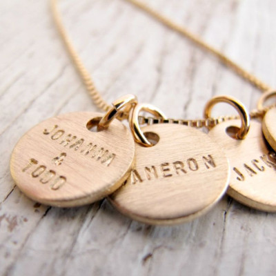 Personalized Gold Mother's Necklace, Family Jewelry, Grandmother's Necklace, Double Sided with Birthdates, Kid's Names, Grandchildren