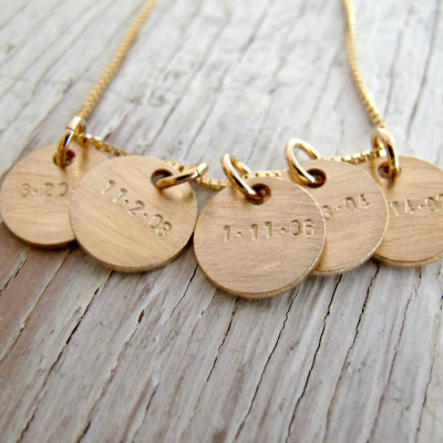 Personalized Gold Mother's Necklace, Family Jewelry, Grandmother's Necklace, Double Sided with Birthdates, Kid's Names, Grandchildren