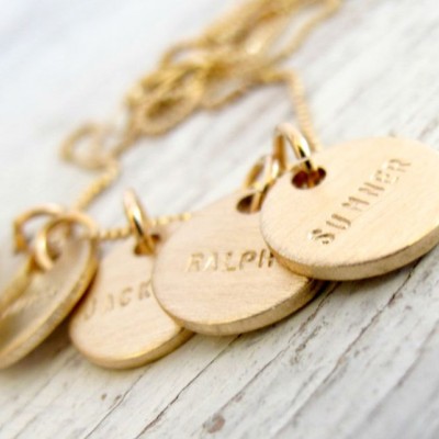 Personalized Gold Mother's Necklace, Family Jewelry, Grandmother's Necklace, Double Sided with Birthdates, Kid's Names, Grandchildren