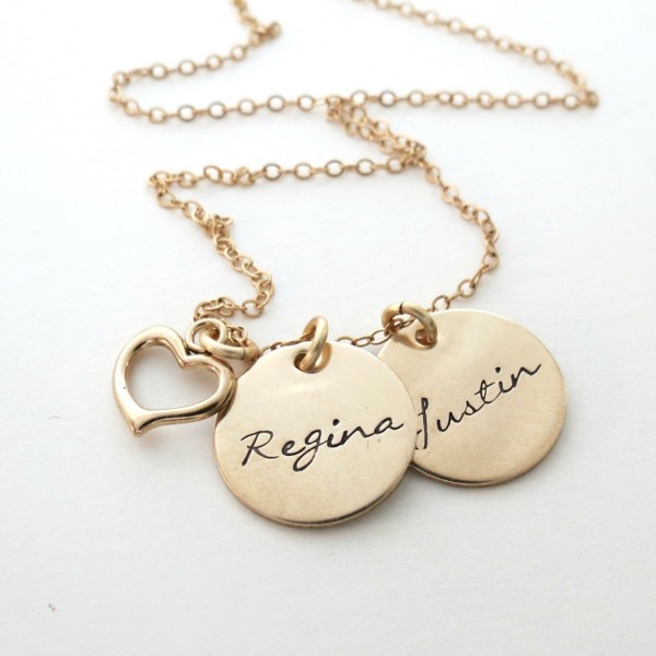 Personalized Gold Necklace - Heart Necklace - Custom Name Necklace - Mothers - Kids Names - Grandma - Nana - Engrave - Personalized Jewelry