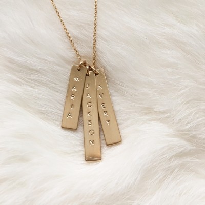 Personalized Gold Vertical Bar Necklace // Cable Chain