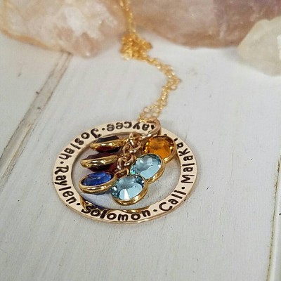 Personalized Grandmother Necklace, 14kt Gold Fill, Custom name necklace, 6 Name Necklace, Birthstone jewelry, Mother necklace, Nana Necklace