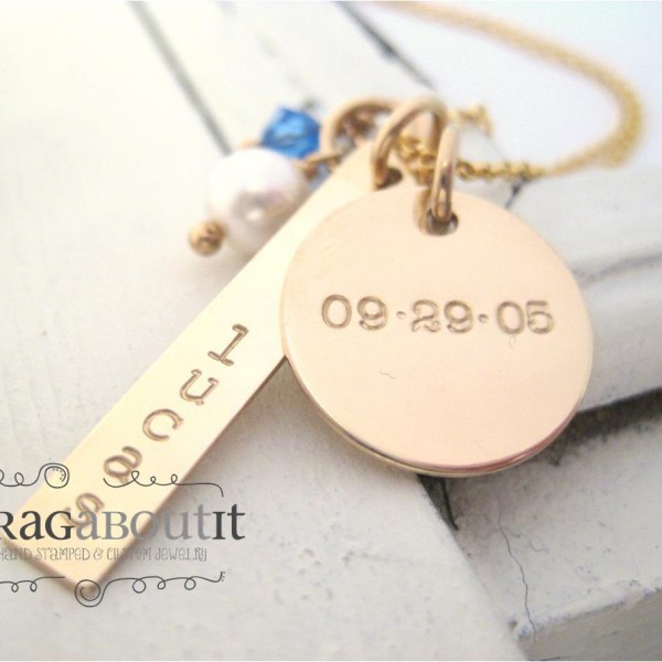 Personalized Hand Stamped Jewelry . Hand Stamped Necklace . Personalized Jewelry . Brag About It . 14K Gold Filled Necklace . Mixed Brags
