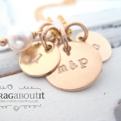 Personalized Hand Stamped Necklace . Personalized Jewelry . Brag About It . 14K Gold Filled . Family Initials