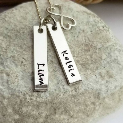 Personalized Hand Stamped Sterling Silver Necklace - Mom Necklace - Grandma Necklace