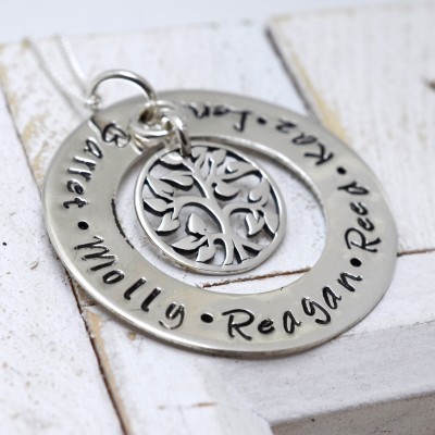 Personalized Handstamped Mommy Necklace - Stamped Metal Jewelry - Family Tree Necklace - Mom Grandma Nana Necklace - Mother's Day Gift