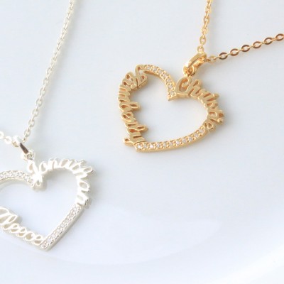 Personalized Heart Name Necklace - Couples Name necklace - Love Necklace - Gift for her - Mother's Day Gift - Christmas Gift