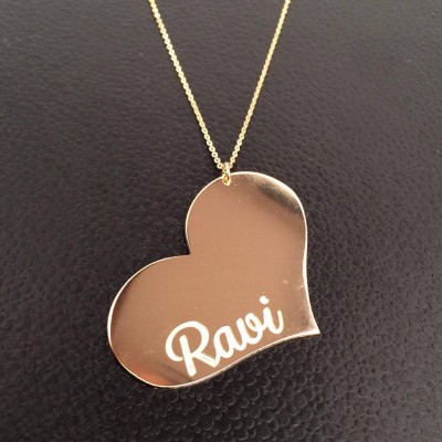 Personalized Heart Necklace, Initial Necklace, Gold Necklace, BIG HEART Necklace, bridesmaid gifts, gift for mom, wedding gift