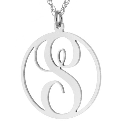 Personalized Initial A-Z Monogram Circle Pendant Necklace in 925 Sterling Silver  - Nameplate Necklace - Christmas Gift