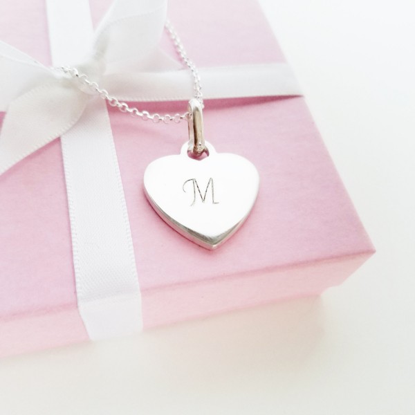Personalized Initial Jewelry - Sterling Silver - Initial Jewelry - High Quality Hand Stamped Initial Heart Necklace