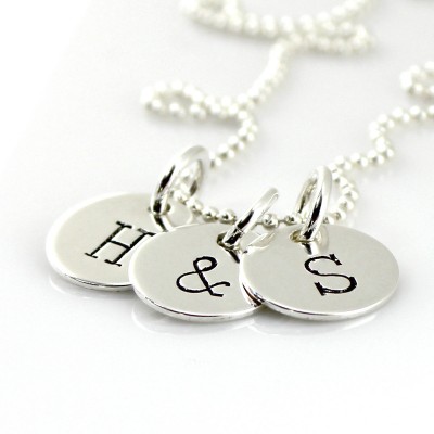 Personalized Initial Necklace - Itty Bitty Trio hand stamped and personalized sterling silver necklace